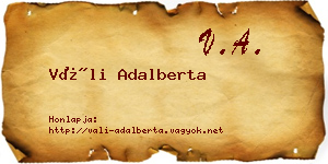 Váli Adalberta névjegykártya